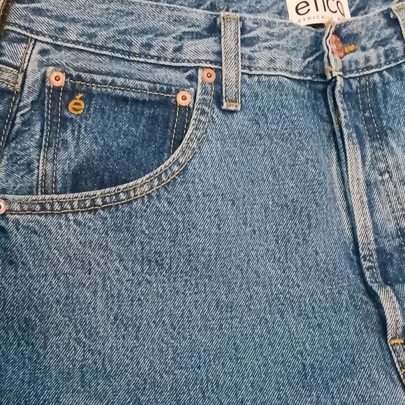 NEW Etica Denim Cassel Ultra High Barrel Leg Jeans Bluestone Size 30 Cropped - Picture 6 of 15